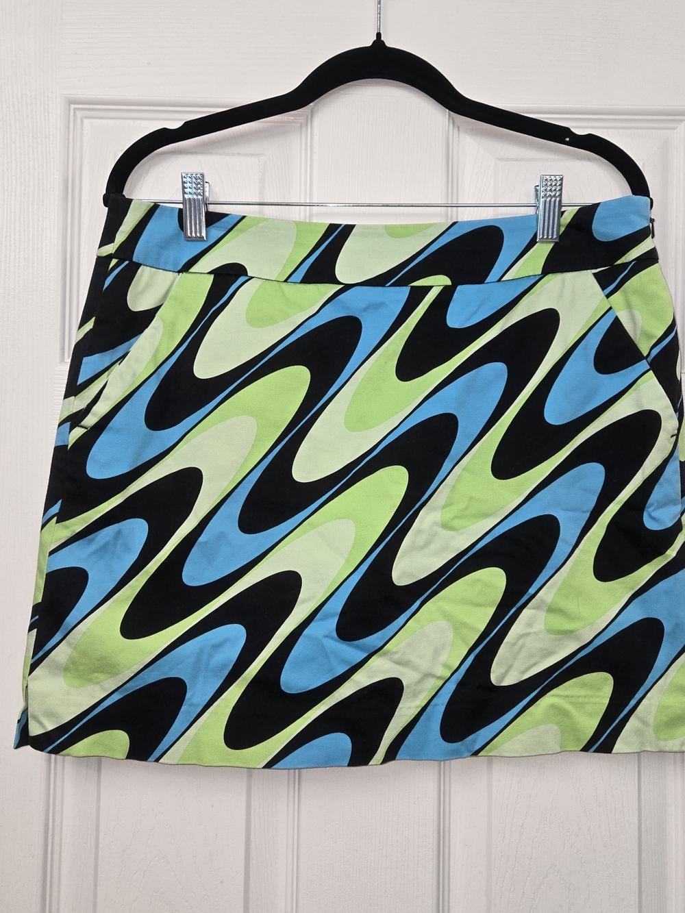 Loudmouth Golf Skort Size 8 Y2K Psychedelic Retro Swirl Blue Green Mini Skirt